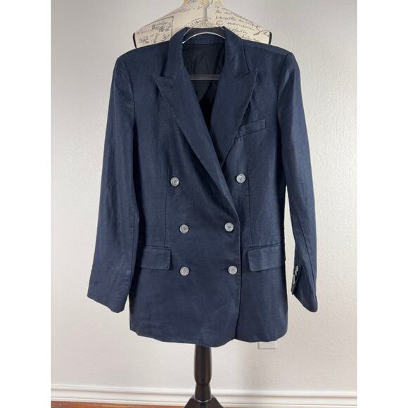 B46 Alex Mill Double Breasted Blazer Linen Womens XS Parisian Chic Lazy Luxury - Picture 5 of 10